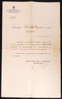 1920 Magyar Folyam és Tengerhajózási Rt. előléptető oklevél hajógépész részére