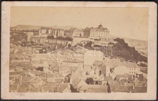1880 Budai látkép a Tabánról és a királyi palotáról, vizitkártya méretben