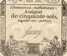 Franciaország 1793. "Assignat" 50Sol T:I