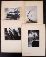 1953 Lengyel tengeri hajózás, tengeri halászat – 4 db 12x17 cm-es fotó 33x24 cm-es kartonon