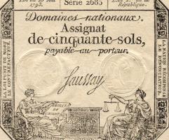 Franciaország 1793. "Assignat" 50Sol T:I