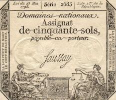 Franciaország 1793. "Assignat" 50Sol T:I