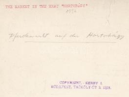 1936 Kerny István (1879-1963): Hortobágyi hídi vásár; Vintage fotó, hátoldalán pecséttel, felirattal...