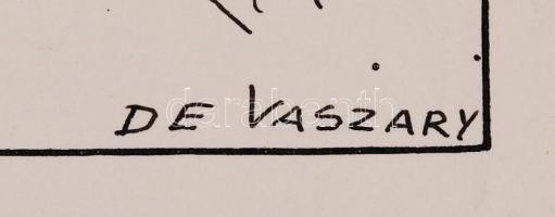 Vaszary Gábor (1897-1985): Francia nyelvű karikatura. Tus, papír, jelzett, 10×22 cm