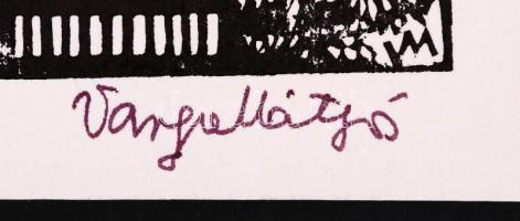 Varga Mátyás (1910-2002):Budapest 1873-1973. Fametszet, papír, jelzett, 9×25 cm