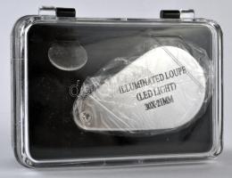 Illuminated / 30x-21mm LED világítással ellátott fém ékszerész loupe új állapotban