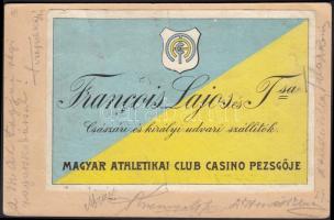 1904 A Magyar Athlétikai Club vezetősége által küldött és aláírt képeslap Andrássy Géza grófnak, a M...