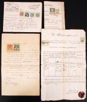 1858-1917 4db hivatalos okirat okmánybélyegekkel