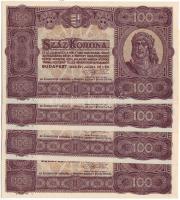 1923. 100K nyomdajelzés nélkül (4x), azonos lemezhibákkal + 1db lemezhiba nélküli összehasonlításra T:I