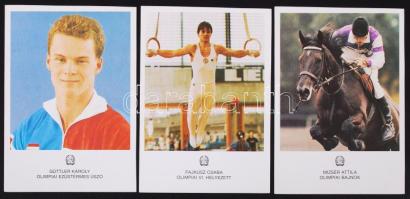 cca 1990 3db Dózsa-olimpikon portréja, 13,5x9,5cm