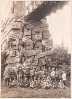 1900-1910 Craiova, katonai fotó, kadétok terepgyakorlaton /  Craiova, military photo, 22x16/35x30cm