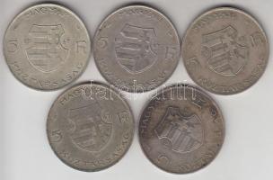 1947. 5Ft Ag "Kossuth" (5x) T:2-,3