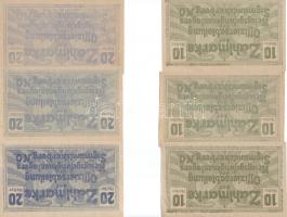 Ausztria/Sigmundsherberg/ hadifogolytábor I. világháború 10H (3x), 20H (3x) klf színvariációkban hát...