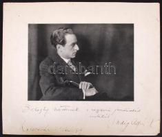 1929 Indig Alfréd (Kolozsvár) hegedűművész dedikációja Baloghy mesternek, nyomat, 16x22/28x34cm