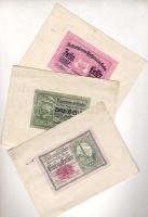 Ausztria/Baden 1920. 10H,20H,50H 3 klf hátoldali sorszámozott, krétapapírra nyomott essay (terv!) T:I-