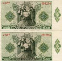 1940. 2P (2x) azonos "J 637" sorozatszámmal és kevés ugrású számmal T:I