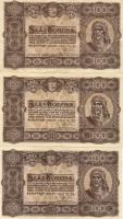 1923. 100K nyomdajelzés nélkül (3x) T:II+,II