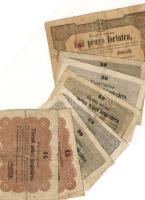 1849. "Kossuth-bankók" 15Kr (2x), 30Kr (5x) + 2Ft kincstári utalvány T:IV