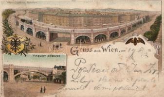 1898 Vienna, Wien; Wiener Stadtbahn Gürtellinie, Viaduct Döbling, artist signed, floral (fa)