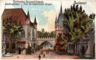 Budapest XIV. a Történelmi Főcsoport kapuja (Mezőgazdasági Múzeum) litho (kis szakadás / small tear)