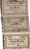 Miskolc 1860. 10Kr 2 klf típusban + 25Kr T:II,II/III