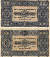 1923. 1000K 8f fny-sal (2x) T:II+ Csak egyszer vagy részben hajtva, de törve nem!