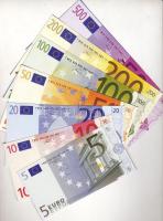2001. Teljes facsimile Euro sorozat fényes kartonpapíron hátoldali ismertetéssel 5,10,20,50,100,200Eurós címletekben T:I