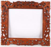 Egyedi készítésű dekoratív, faragott, pácolt, hársfa keret, hibátlan állapotban, belső: 54,5×46,5 cm...