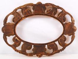 Egyedi készítésű dekoratív, faragott, aranyozott, hársfa ovális keret, hibátlan állapotban, belső:26...