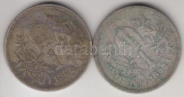 Ausztria 1893-1894. 1K Ag (2x) T:3
Austria 1893-1894. 1 Corona Ag (2x) C:F
