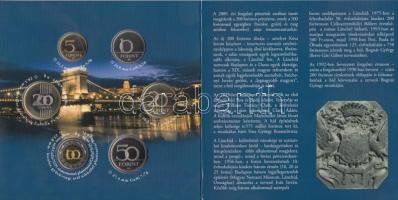 2009. 5Ft-200Ft "Lánchíd" 6klf darabból álló forgalmi érme sor dísztokban T:PP Csak 5000db...