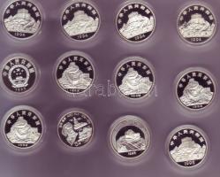 Kína 1986-1995. 24klf ezüstpénz 3Y (2x), 5Y (22x) kevés példányszámú kiadások T:PP Dekoratív, nagyal...