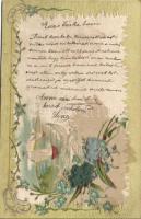 Floral, embossed litho silk card