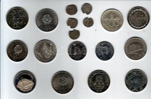 Jó magyar gyűjtemény 92 többnyire klf.! db Ag + 16db fém pénzből, nagyon sok jobbal, középkortól 90-es évekig, benne többek között Táncsics, 10 éves a Ft, Festők, Bethlen és még sok más, hordozható pénzkofferben! Továbbgyűjtésre, ill. eladásra egyaránt kiválóan alkalmas! T:PP,1,2,és kevés 4 (középkor)