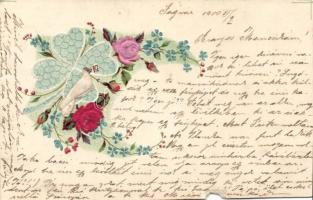 Floral Emb. litho silk card (b)