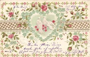 Floral Emb. litho silk card