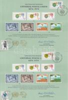 100 éves az UPU sor + Bélyegkiállítás 2 db emléklapon "INTERNABA 74" emlékbélyegzéssel, UPU Centenary set + Stamp Exhibition on 2 memorial card "INTERNABA 74" with memorial cancellation