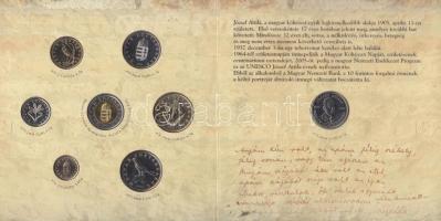 2005. 1Ft-100Ft 7klf db + 10Ft "József Attila" dísztokos szettben T:BU Csak 8000db!