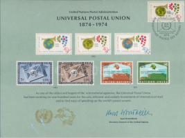 100 éves az UPU emléklapon első napi bélyegzéssel, Centenary of UPU on memorial sheet with forst day cancellation