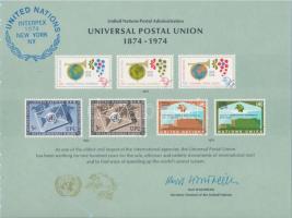 UPU Centenary mamorial card "INTERPEX" with memorial cancellation, 100 éves az UPU emléklap "INTERPEX" emlékbélyegzésssel