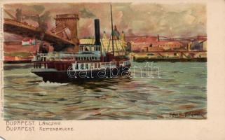 Budapest Lánchíd, litho s: Raoul Frank (EM)