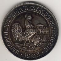 1902. "Baromfitenyésztők Orsz. Egyesülete" nagyalakú fém plakett T:2