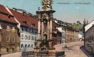 Selmecbánya, Szentháromság tér, Király János üzlete / square, shop