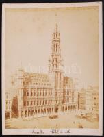 1880-1890 Bruxelles, Hotel de ville. Városkép, kartonra kasírozva /  Photo on cardboard, 27x21/30x23cm