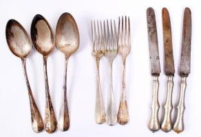 Antik alpakka evőeszközök, jelzettek, összesen: 9 db