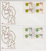 100 éves az UPU négyestömbök 3 db FDC-n, UPU Centenary blocks of 4 on 3 FDCs