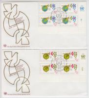 UPU Centenary corner blocks of 4 on 3 FDCs, 100 éves az UPU ívsarki négyestömbök 3 db FDC-n