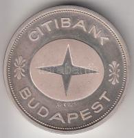 1990. Citibank Budapest / 5 év Budapesten Ag emlékérem (0.925/21.84g/30mm) díszdobozban T:PP