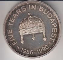 1990. "Citibank Budapest / 5 év Budapesten" Ag emlékérem (0.925/21.84g/30mm) díszdobozban ...