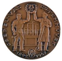 1967. "Csepel Vas- és Fémművek 75 éves jubileum" Br emlékplakett (60mm) eredeti dísztokban T:1